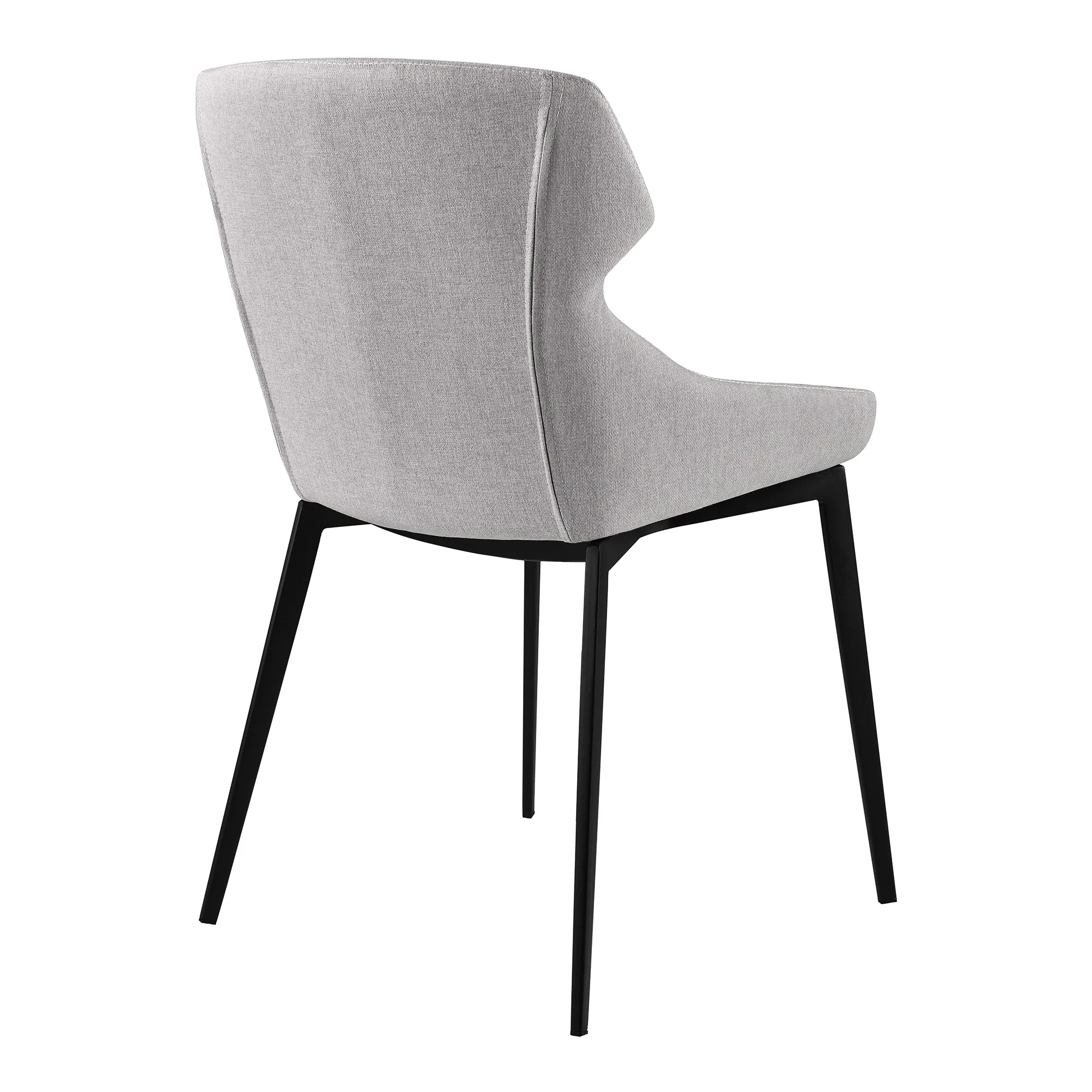 Kenna Modern Dining Chair in Matte Black Finish and Gray Fabric - Set of 2 