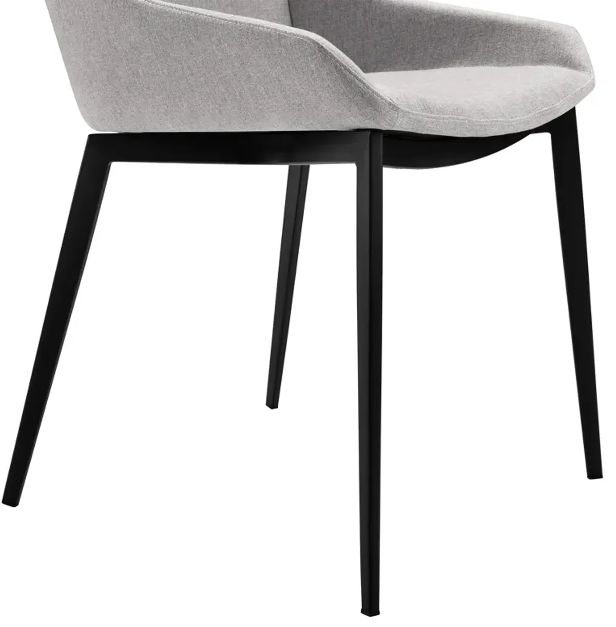 Kenna Modern Dining Chair in Matte Black Finish and Gray Fabric - Set of 2 