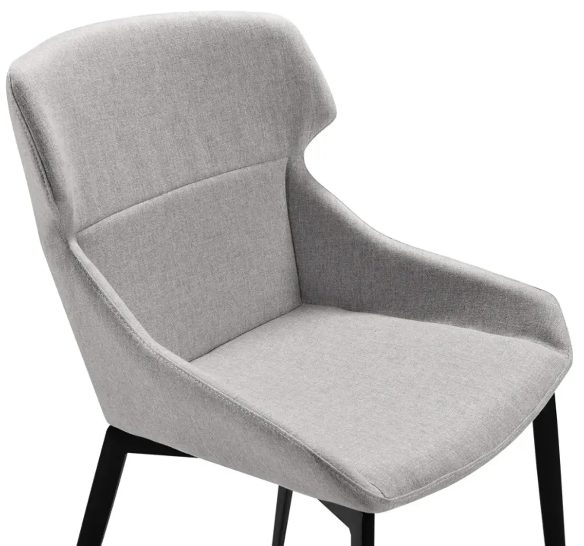 Kenna Modern Dining Chair in Matte Black Finish and Gray Fabric - Set of 2 