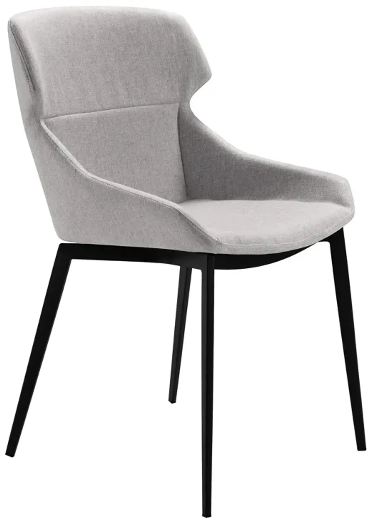 Kenna Modern Dining Chair in Matte Black Finish and Gray Fabric - Set of 2 