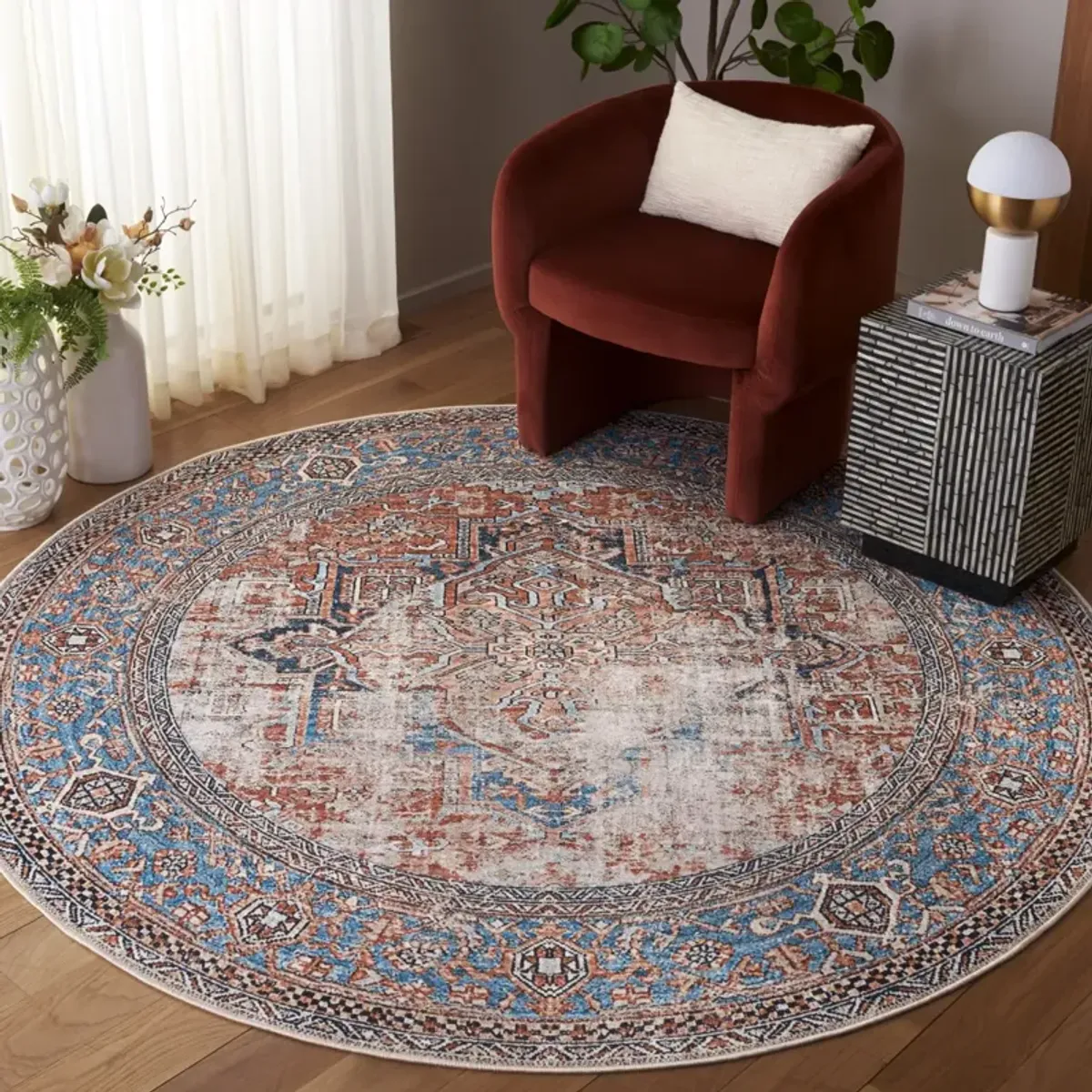 ORLANDO 764 ORANGE  6'-7' x 6'-7' Round Round Rug