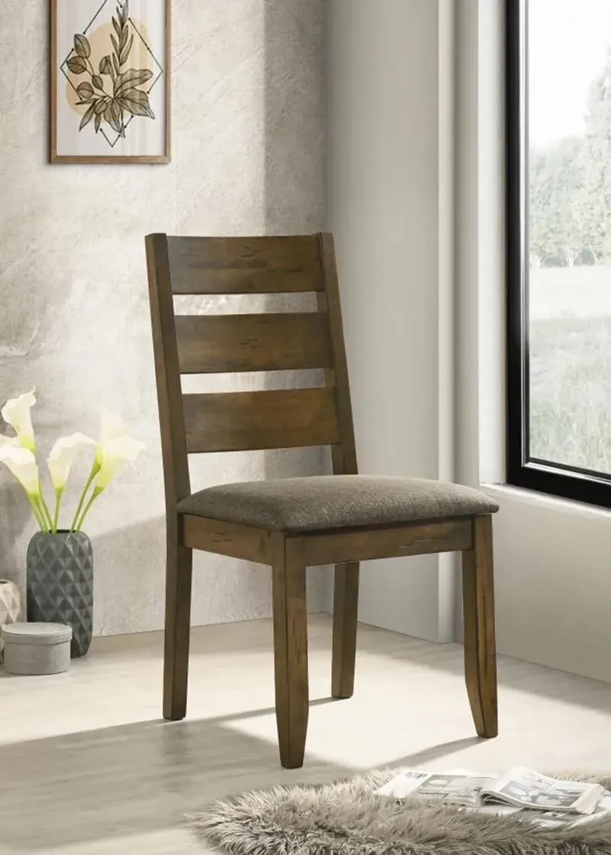 Alston Ladder Back Dining Side Chairs Knotty Nutmeg and Grey (Set of 2)