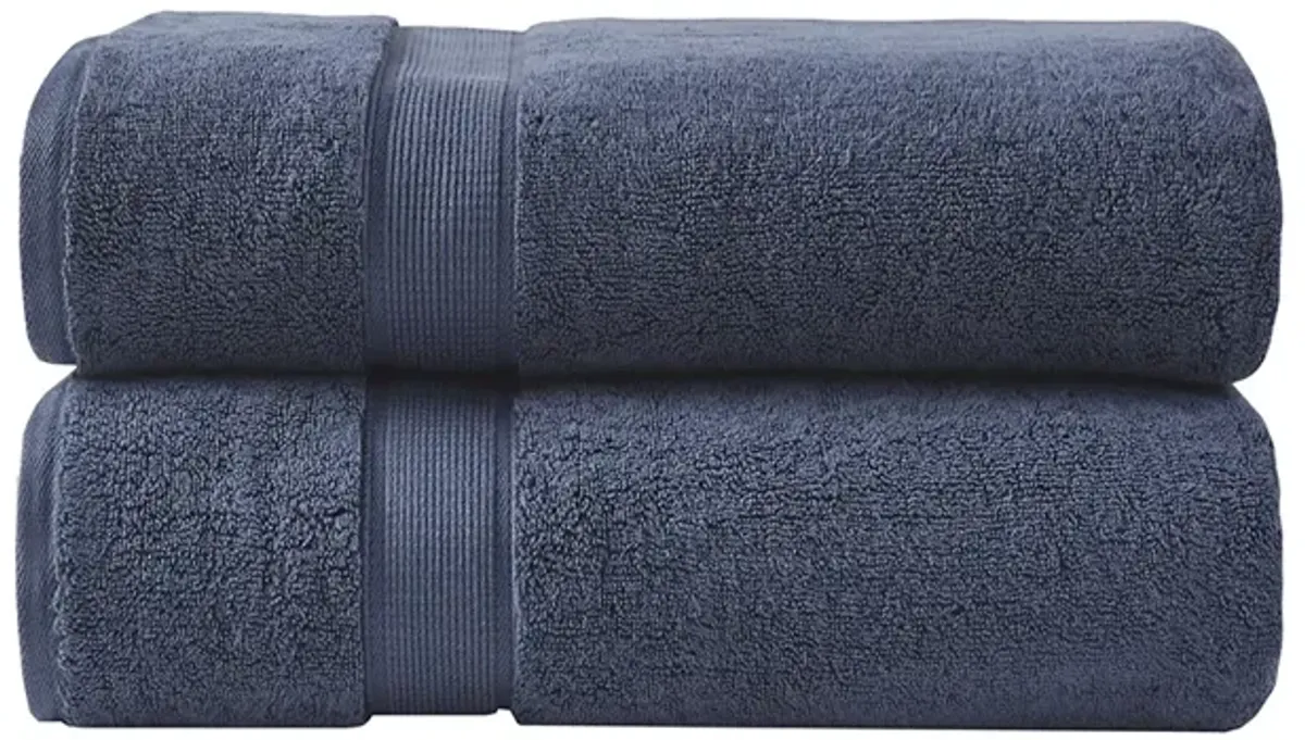 Madison Park Signature 800gsm Dark Blue 100% Cotton Bath Sheet Antimicrobial 2 Piece Set