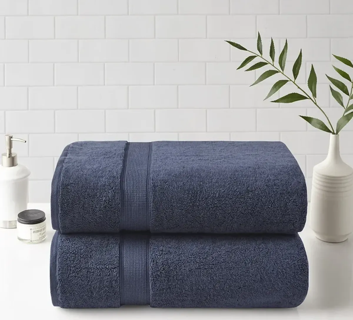 Madison Park Signature 800gsm Dark Blue 100% Cotton Bath Sheet Antimicrobial 2 Piece Set