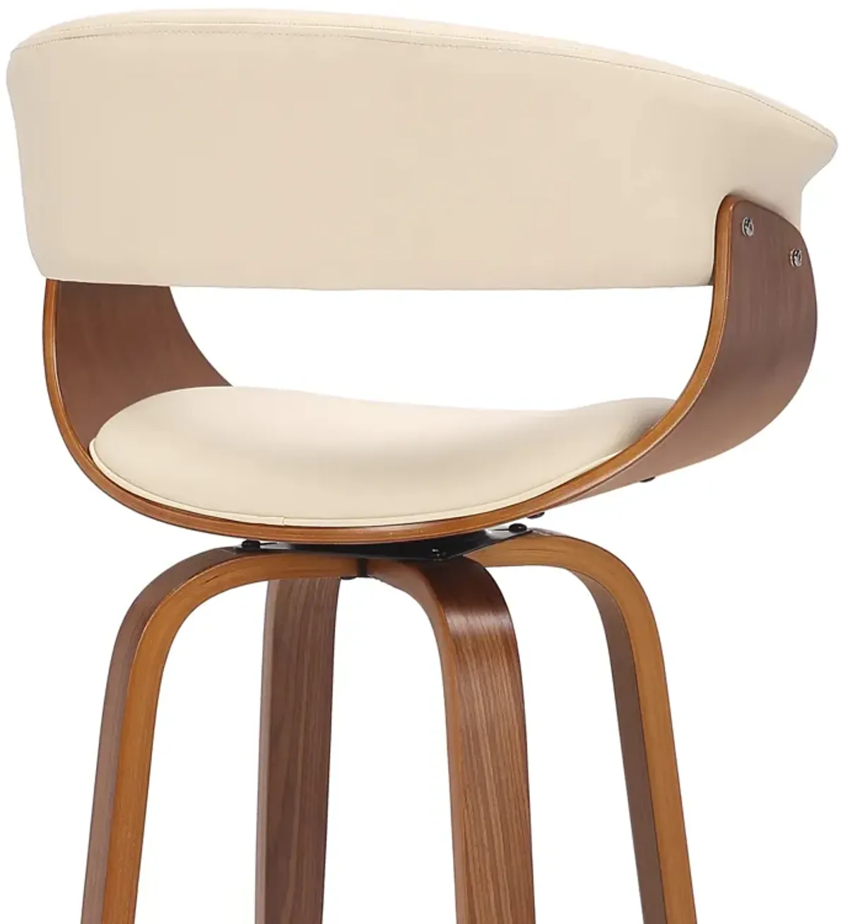 Julyssa 26" Counter Height Swivel Cream Faux Leather and Walnut Wood Bar Stool