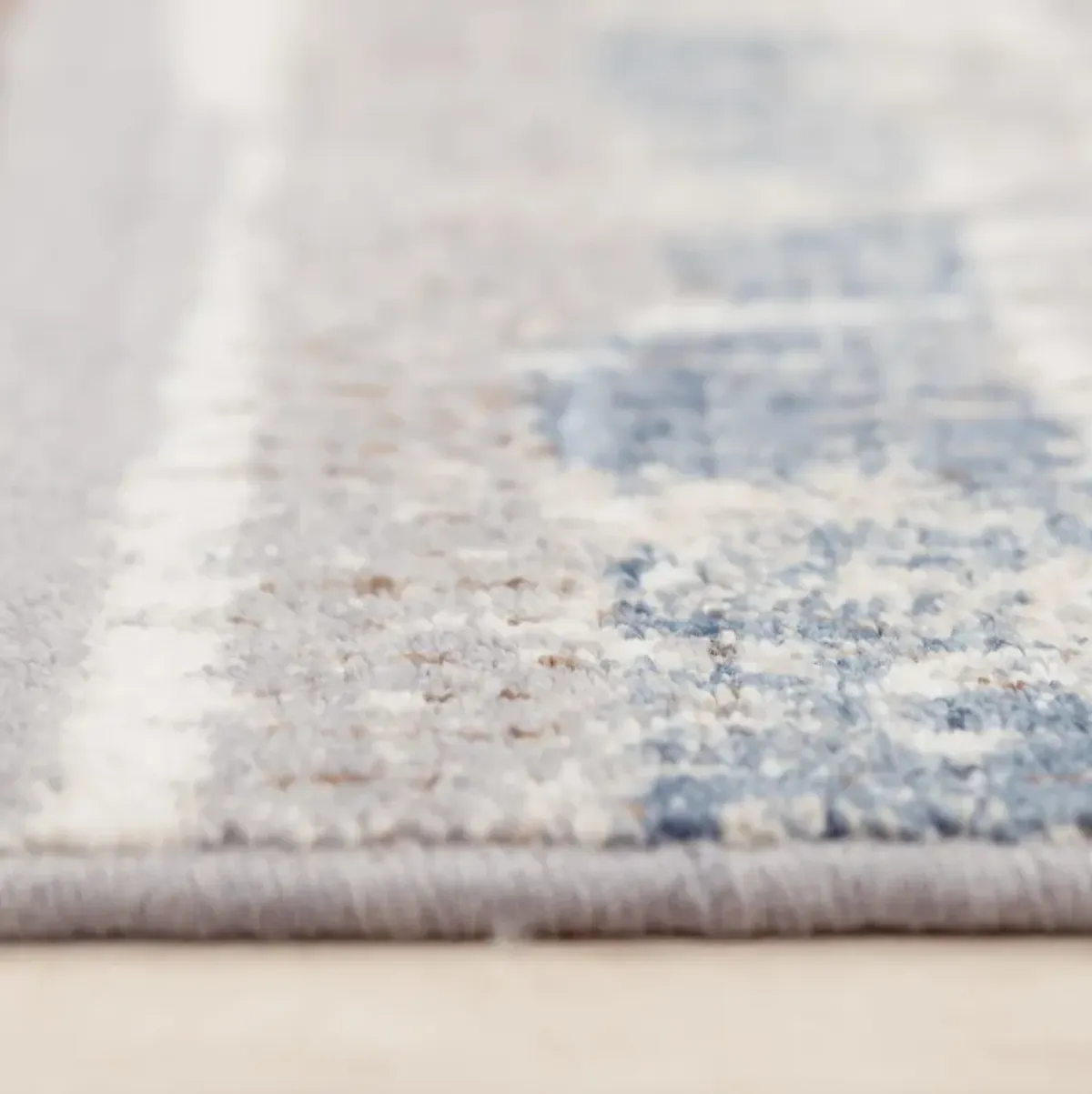 Ventura Blue Stripe Washed Wool 2'6" x 8' Runner Rug