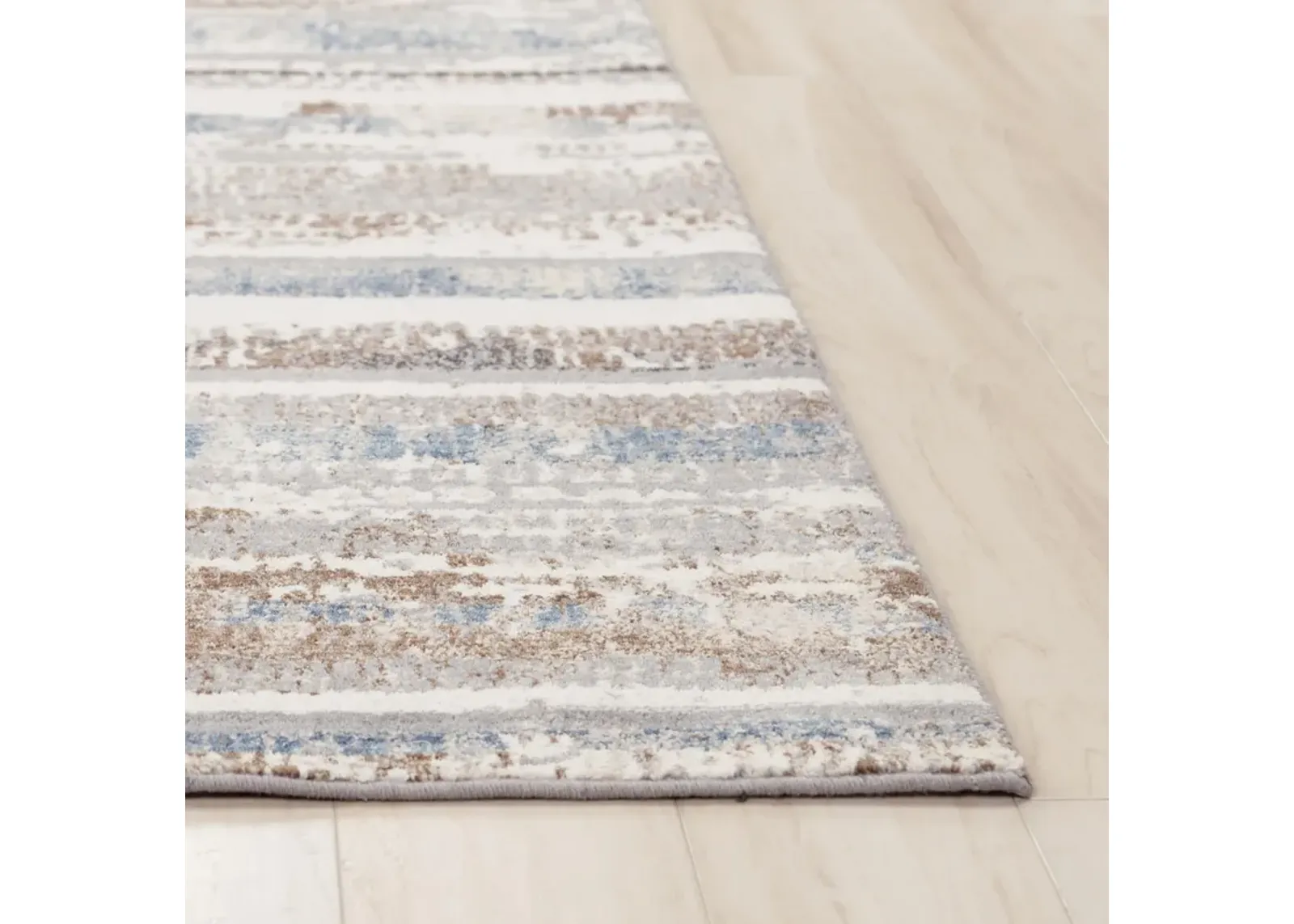 Ventura Blue Stripe Washed Wool 2'6" x 8' Runner Rug