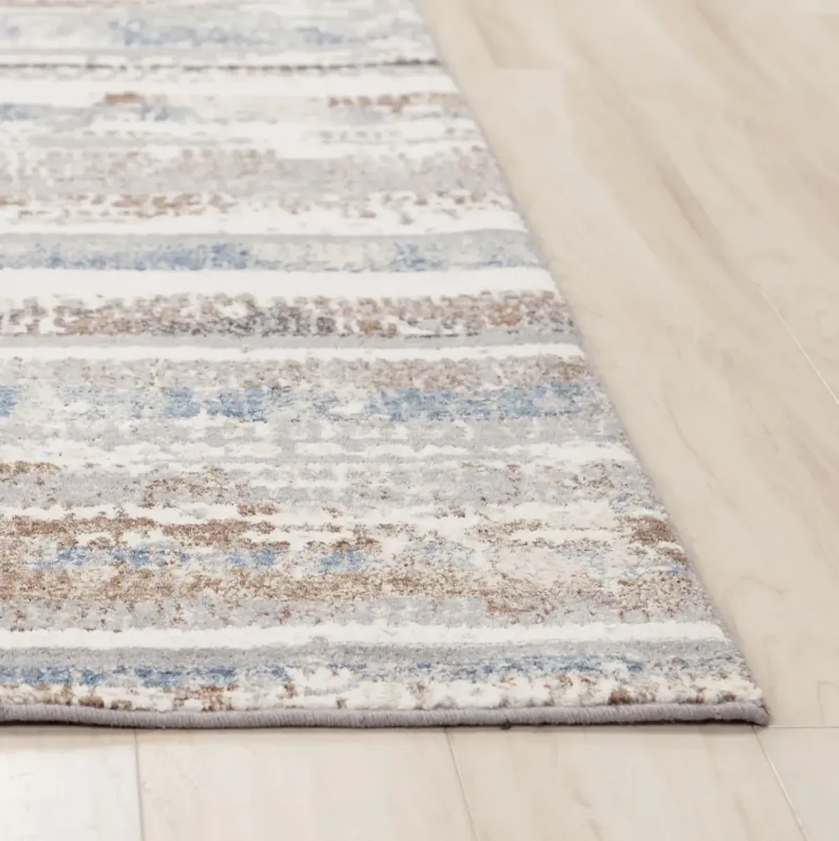 Ventura Blue Stripe Washed Wool 2'6" x 8' Runner Rug