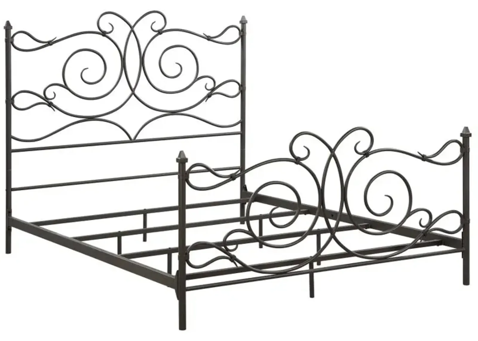 Parleys Eastern King Metal Bed with Scroll Headboard Dark Bronze