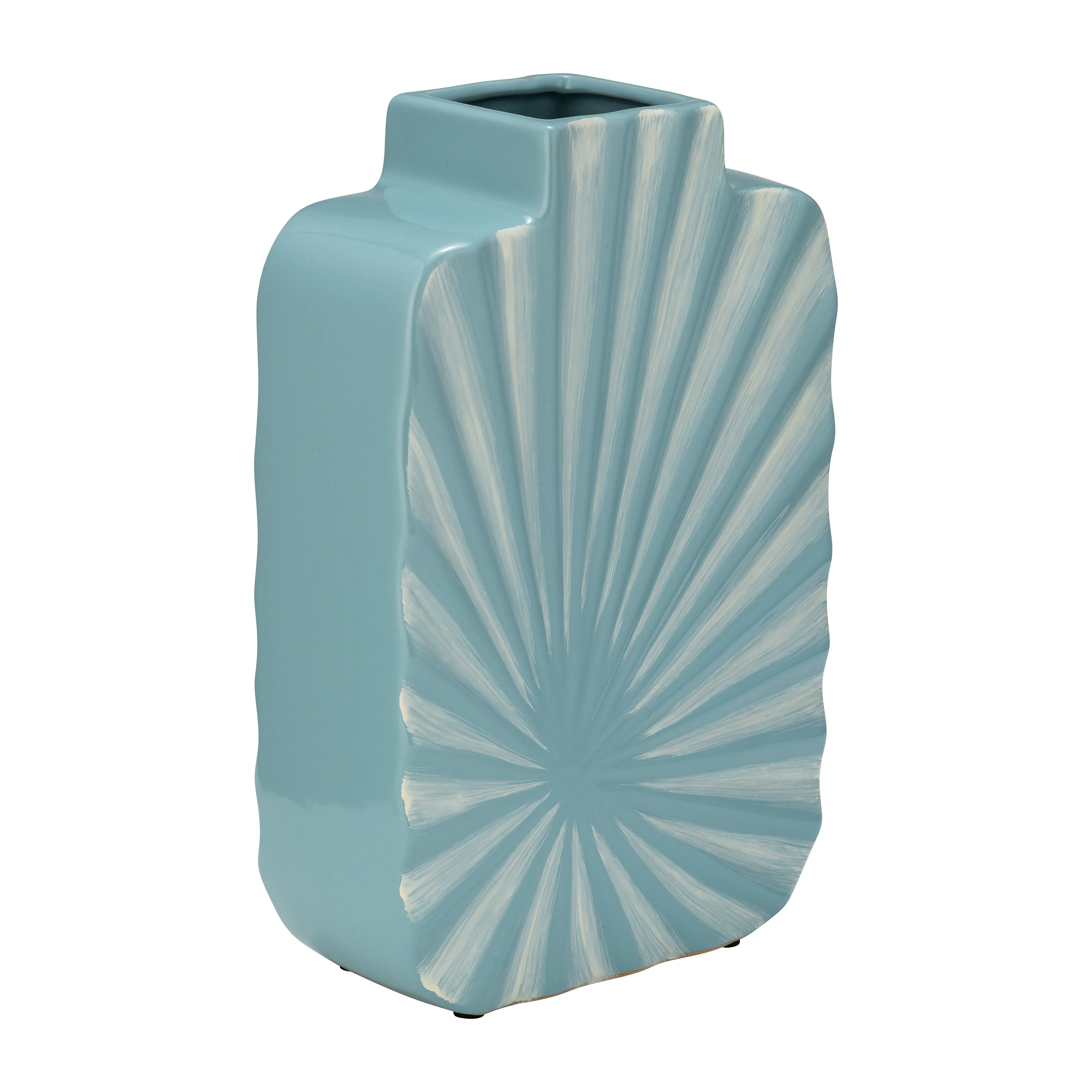 Cer, 12"h Textured Vase, Aqua