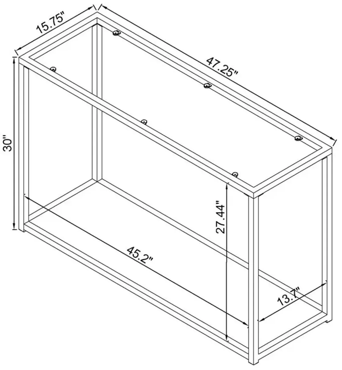 Cora Sofa Table with Mirror Shelf Chocolate Chrome