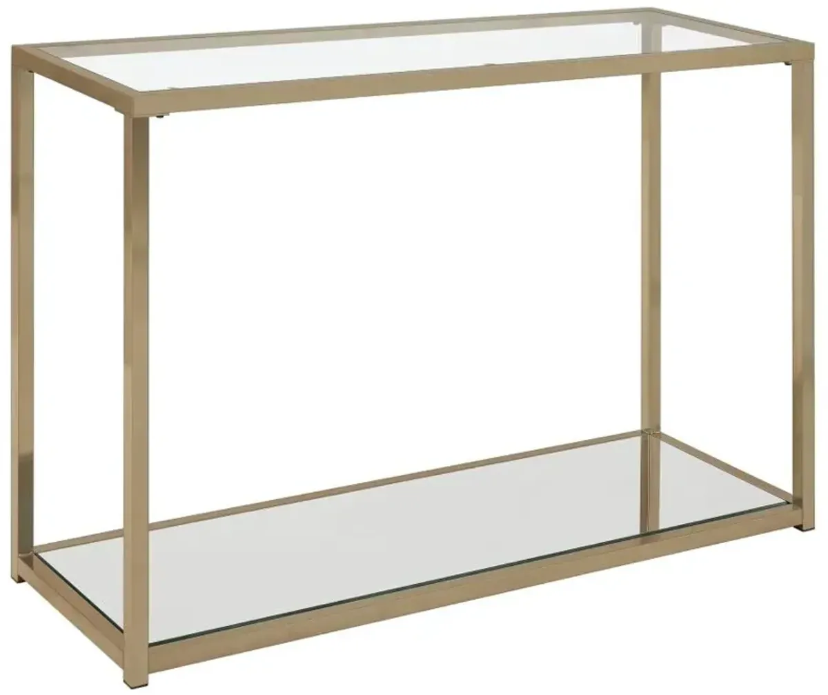 Cora Sofa Table with Mirror Shelf Chocolate Chrome