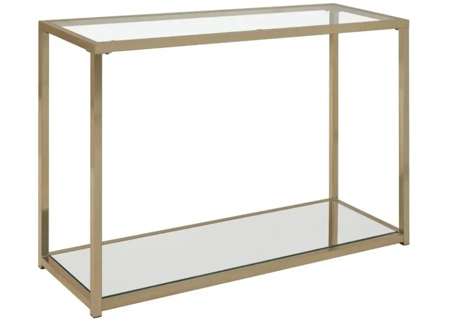 Cora Sofa Table with Mirror Shelf Chocolate Chrome