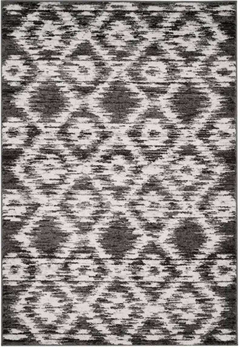 Adirondack Contemporary Charcoal / Ivory 3' X 5' Powerloomed Rug