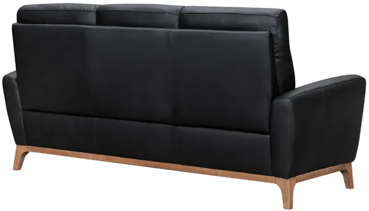 Greyson 83" Black Leather Sofa