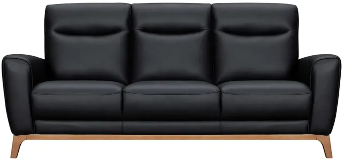 Greyson 83" Black Leather Sofa