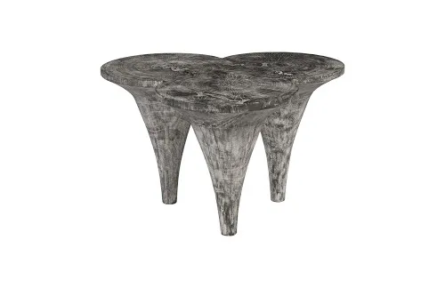 marley coffee table, chamcha wood, gray stone finish