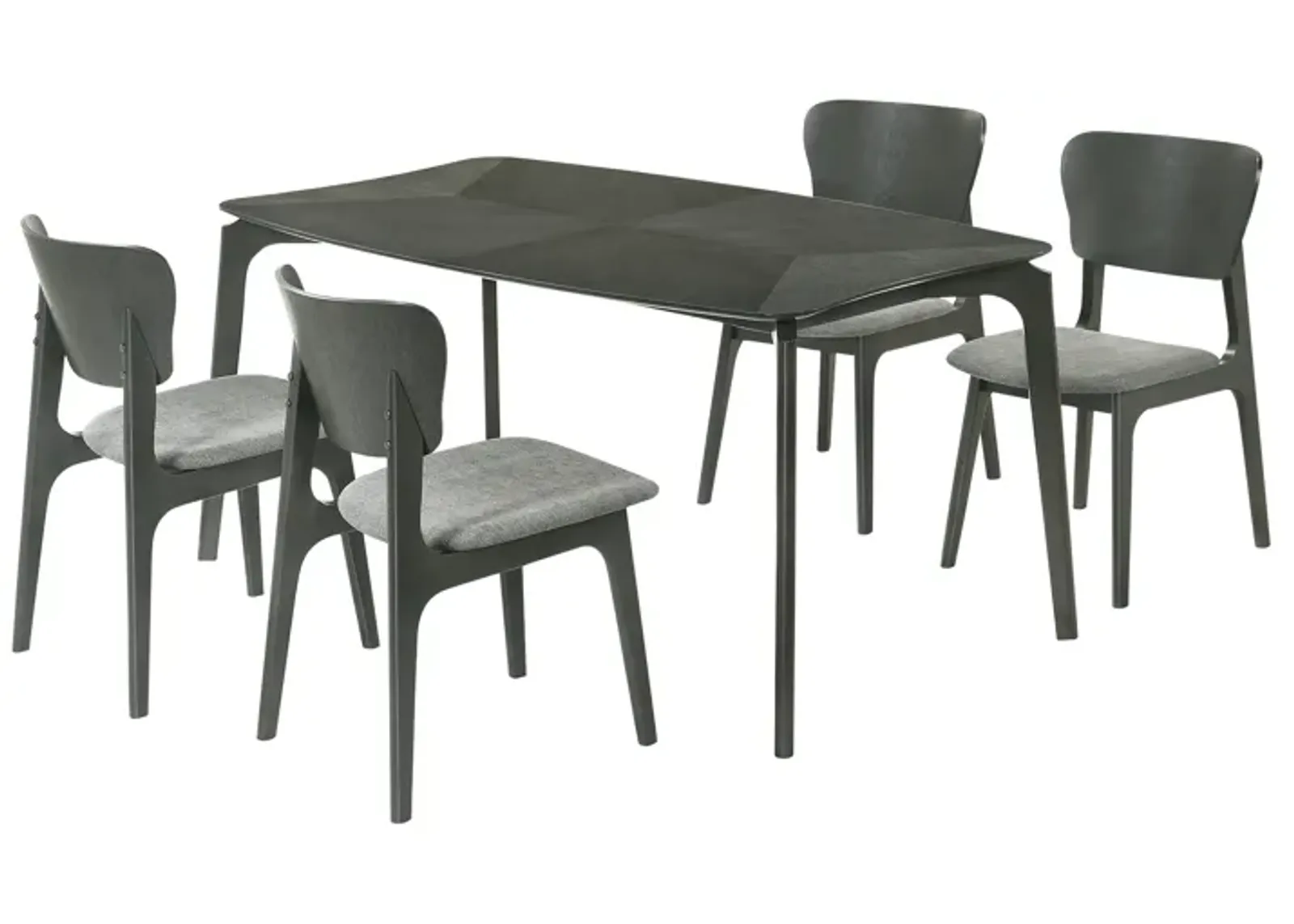 Kalia 5 Piece Wood Dining Set in Gray Finish with Gray Fabric