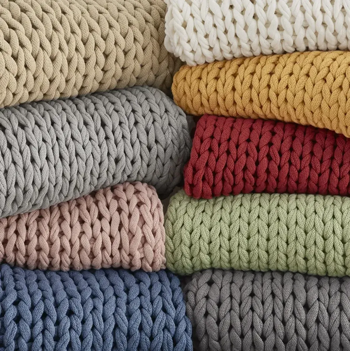 Madison Park Chunky Double Knit Indigo Handmade Throw