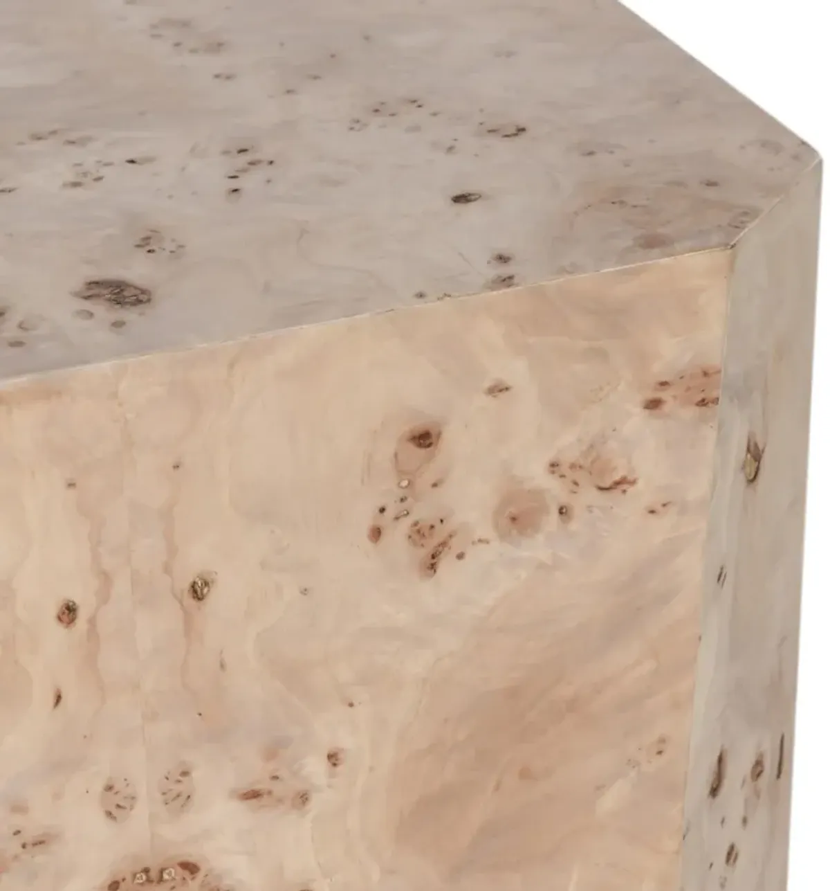 Avena 17" Burl Wood Square End Table in Natural Tone