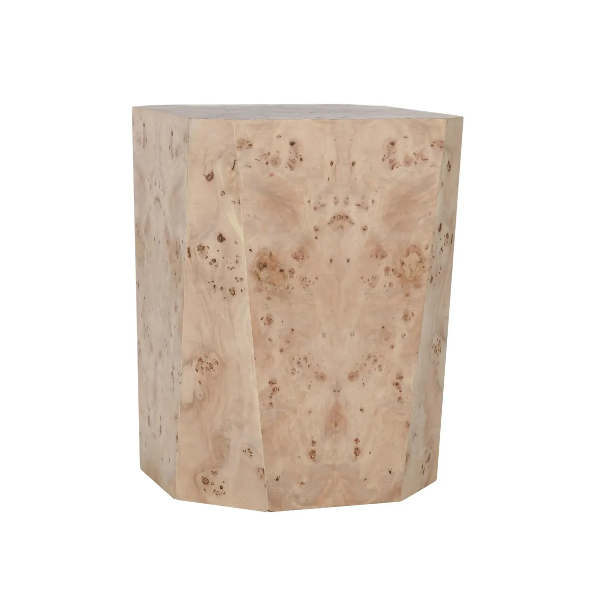 Avena 17" Burl Wood Square End Table in Natural Tone