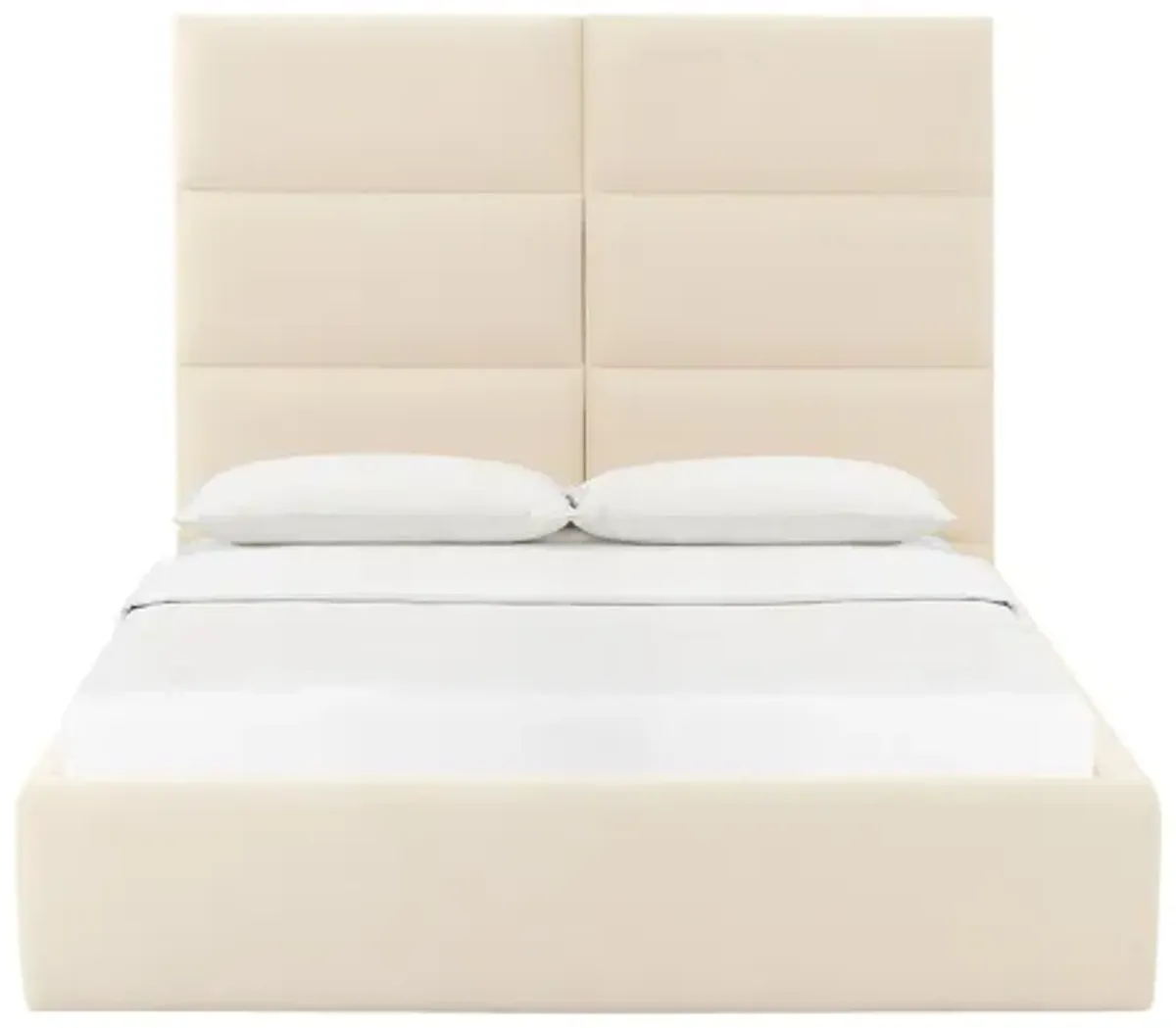 Eliana Cream Velvet Queen Bed