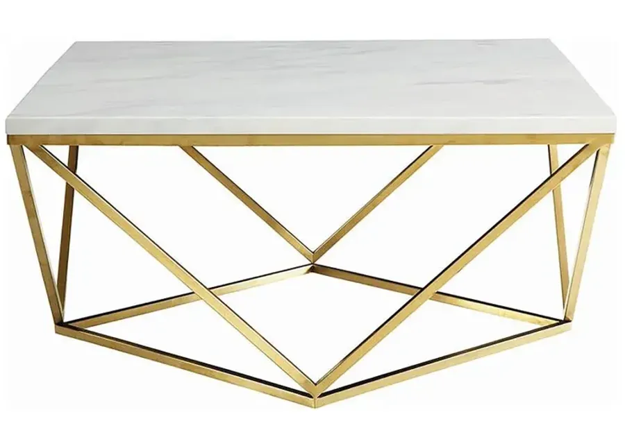 Meryl Square Coffee Table White and Gold