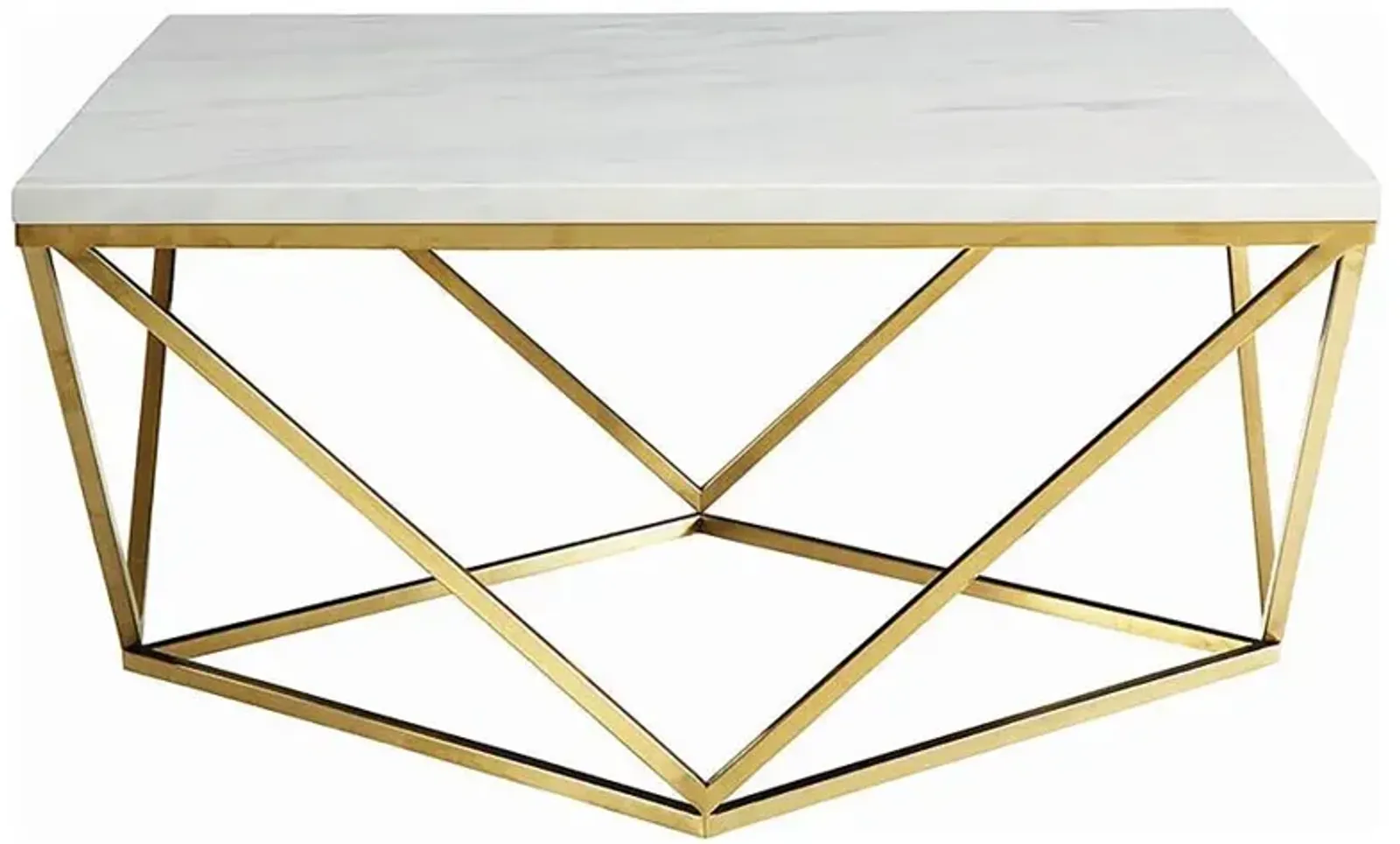 Meryl Square Coffee Table White and Gold