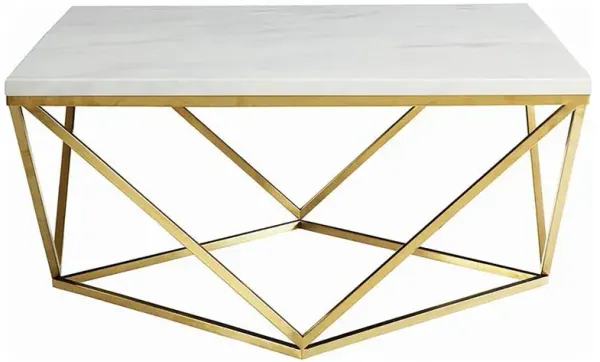 Meryl Square Coffee Table White and Gold