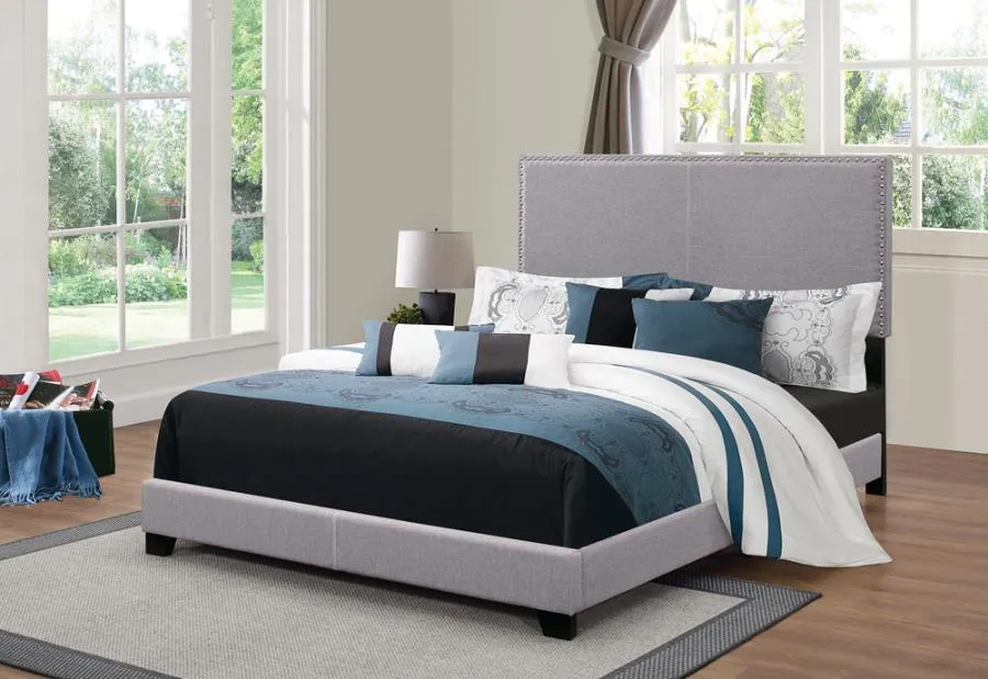 Knockaderry Full Upholstered Bed with Nailhead Trim Grey