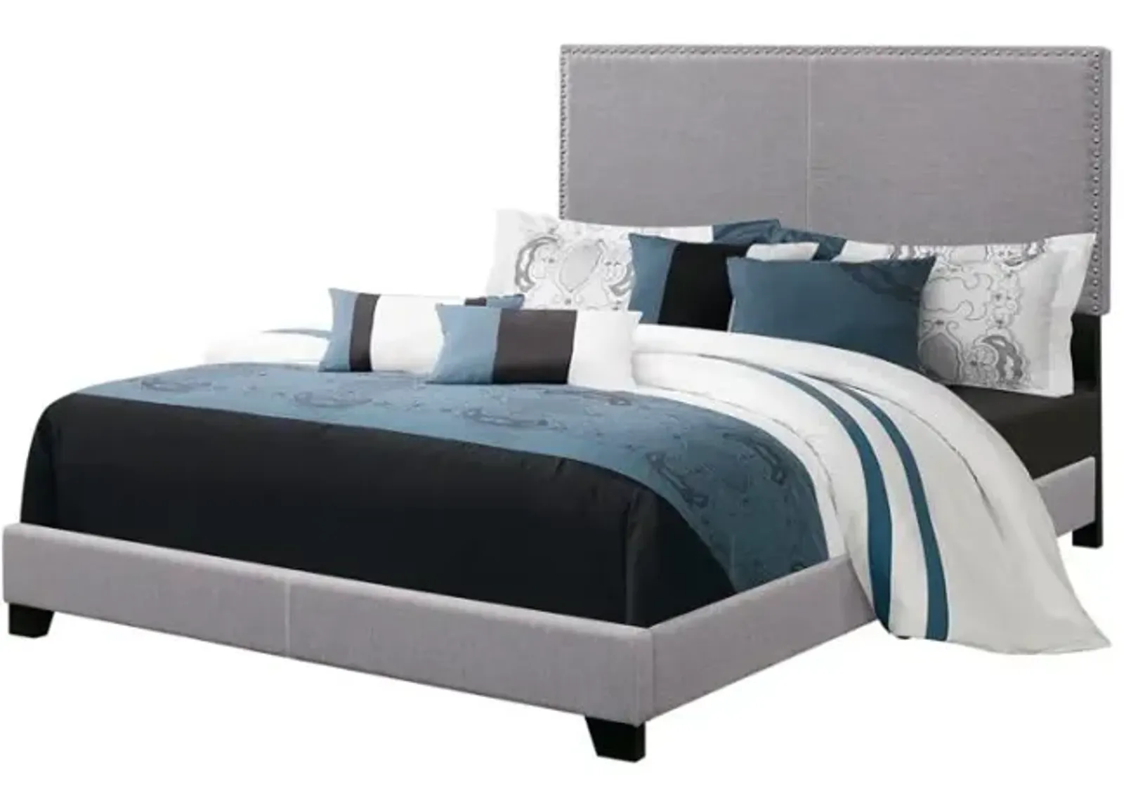 Knockaderry Full Upholstered Bed with Nailhead Trim Grey