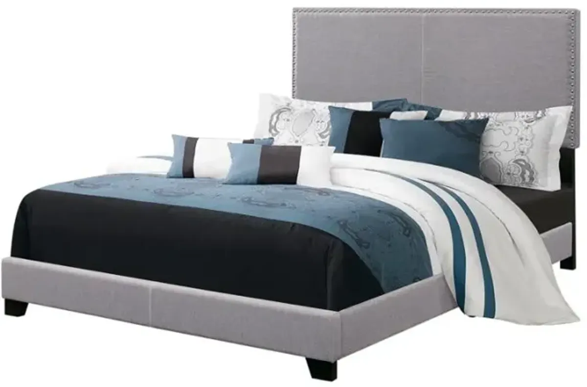 Knockaderry Full Upholstered Bed with Nailhead Trim Grey