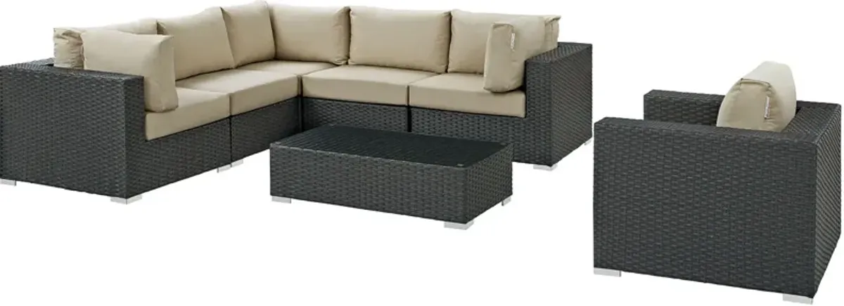 Sojourn 7 Piece Outdoor Patio Sunbrella® Sectional Set