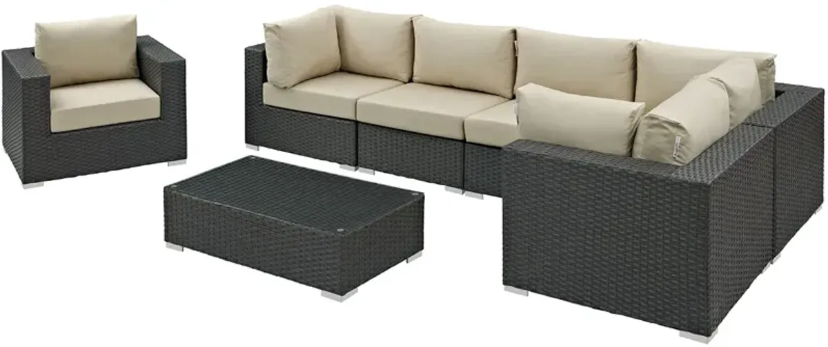 Sojourn 7 Piece Outdoor Patio Sunbrella® Sectional Set