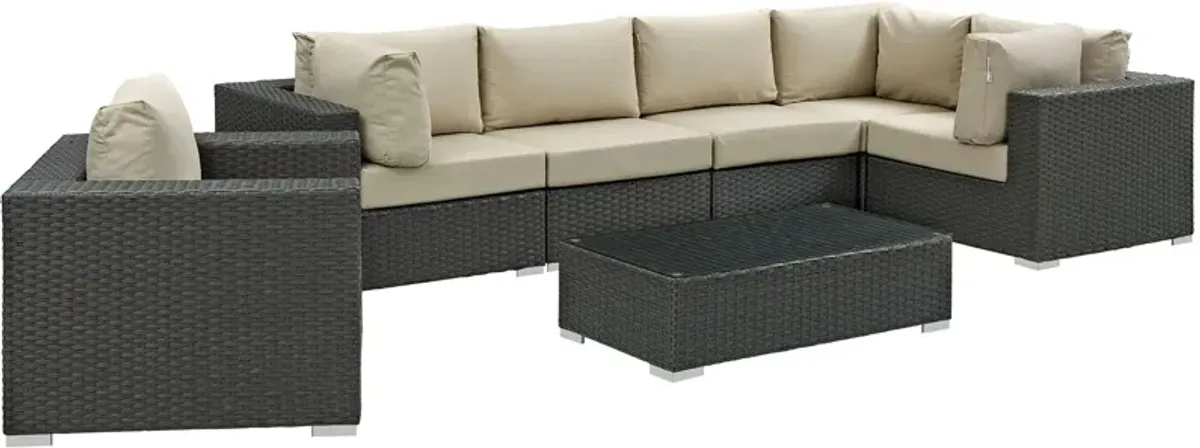 Sojourn 7 Piece Outdoor Patio Sunbrella® Sectional Set