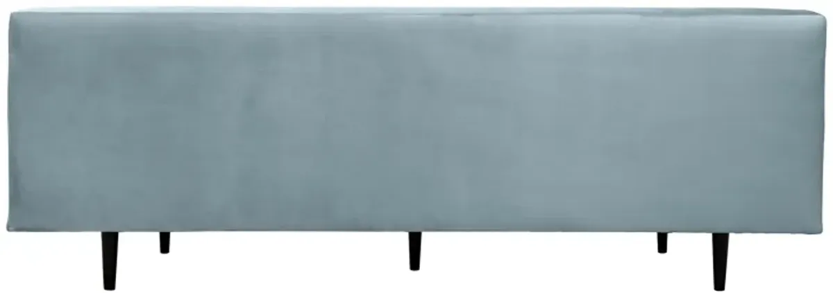 Annabelle 80" Bluestone Velvet Sofa with Black Wood Legs