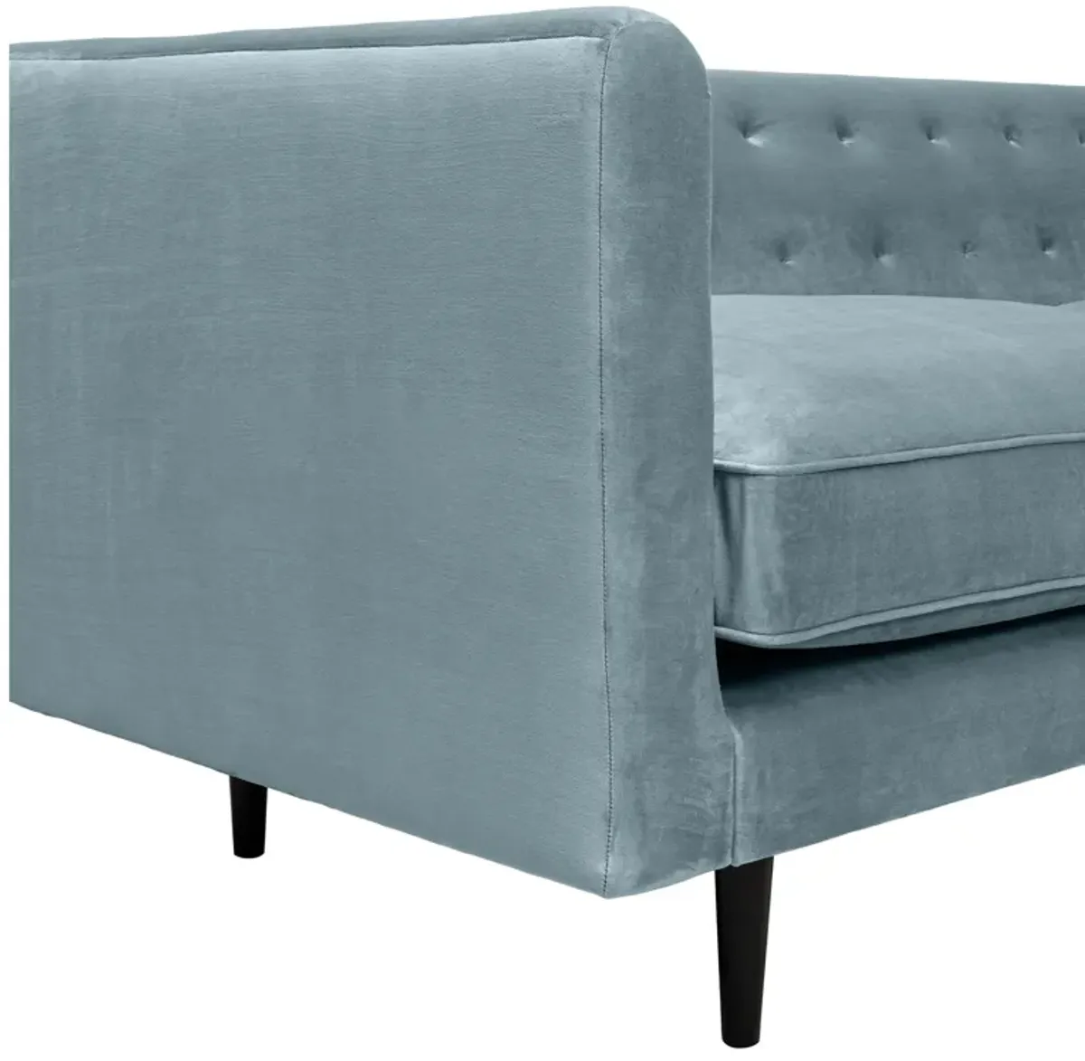 Annabelle 80" Bluestone Velvet Sofa with Black Wood Legs