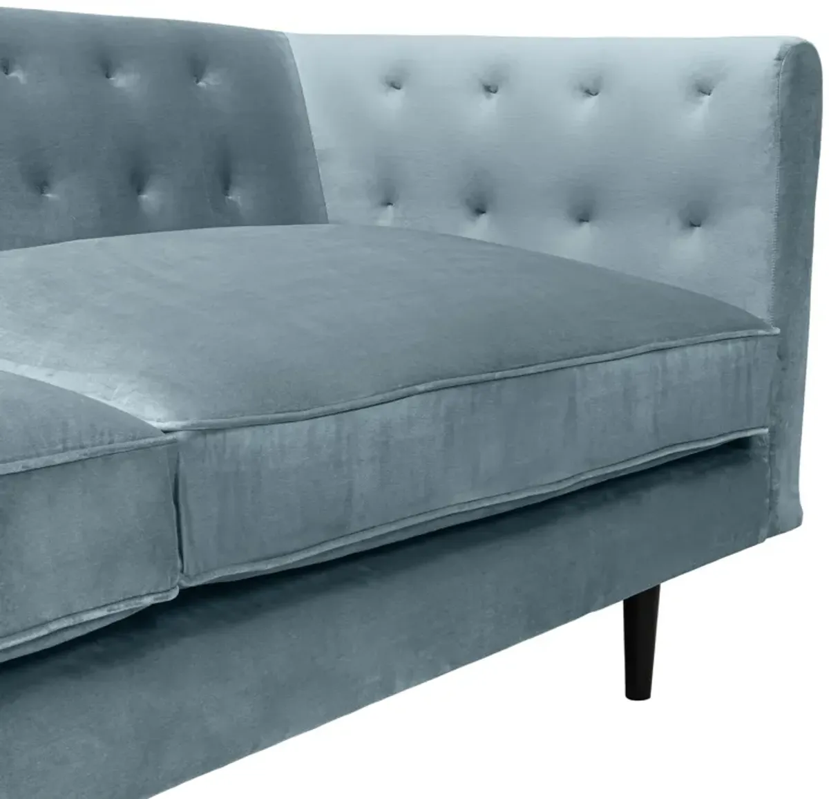 Annabelle 80" Bluestone Velvet Sofa with Black Wood Legs