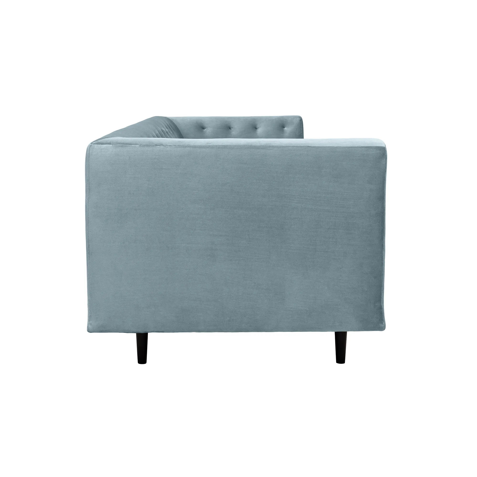 Annabelle 80" Bluestone Velvet Sofa with Black Wood Legs