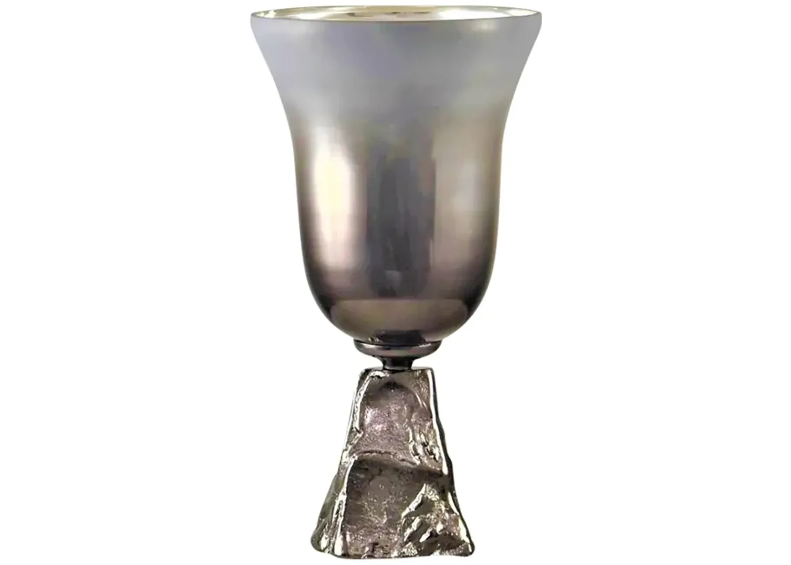 Glass, 15" 2-tone Chalice Vase, Metallic Kd