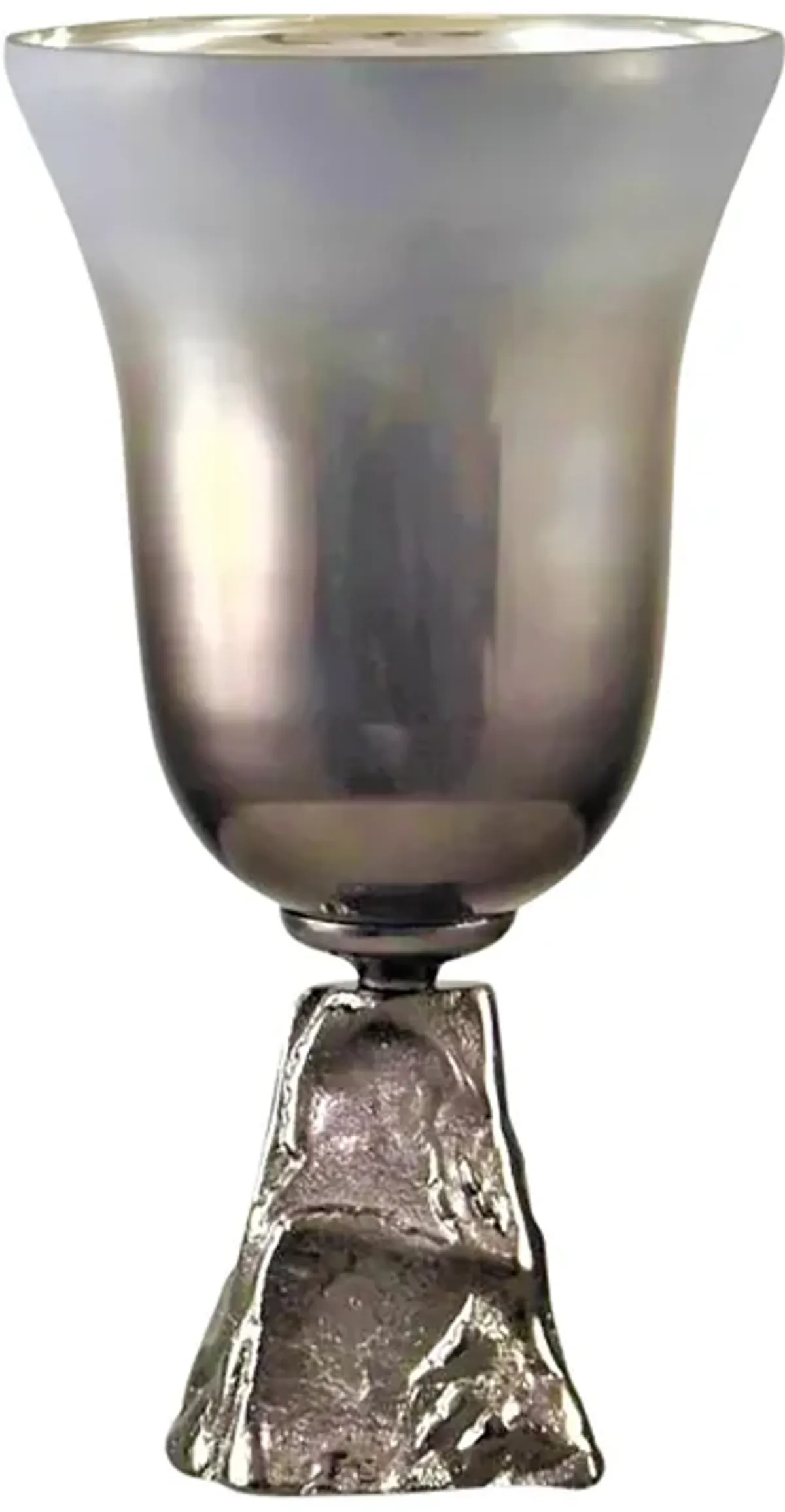 Glass, 15" 2-tone Chalice Vase, Metallic Kd