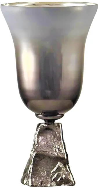 Glass, 15" 2-tone Chalice Vase, Metallic Kd