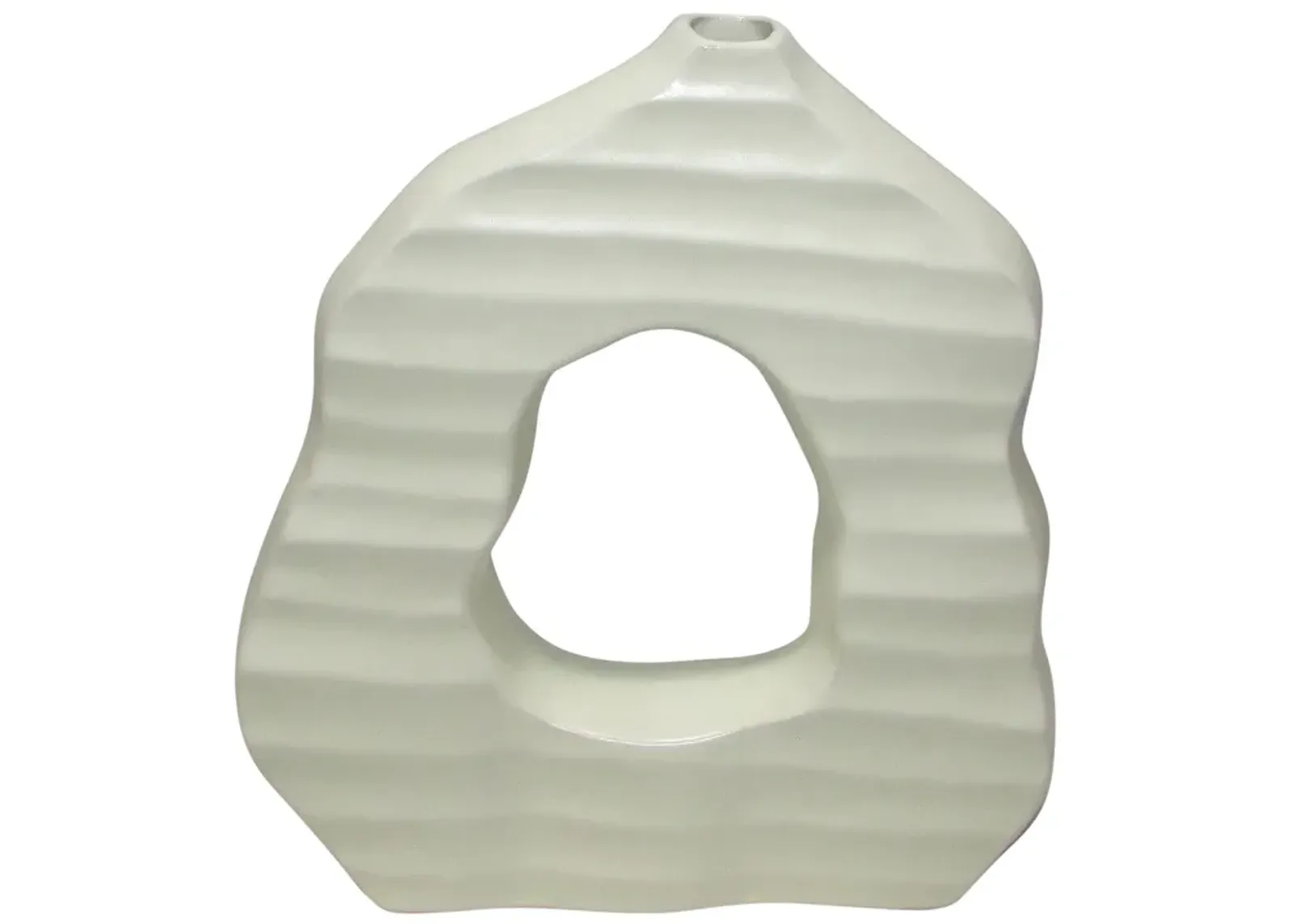 12" Ribbed Open-cut Out Vase, Ivory