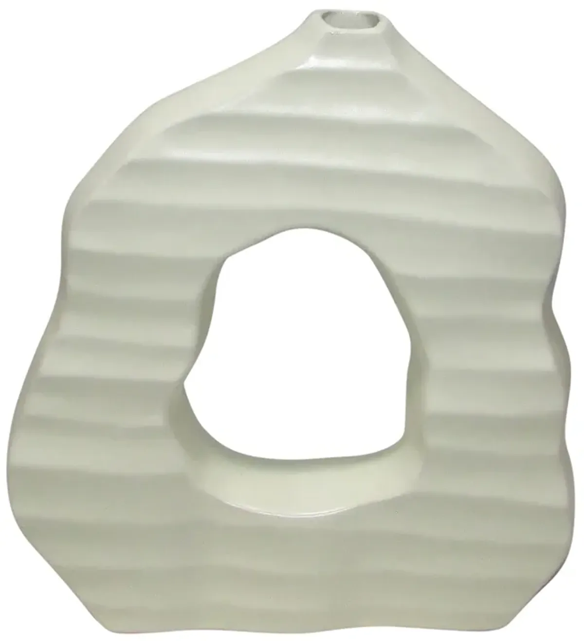 12" Ribbed Open-cut Out Vase, Ivory