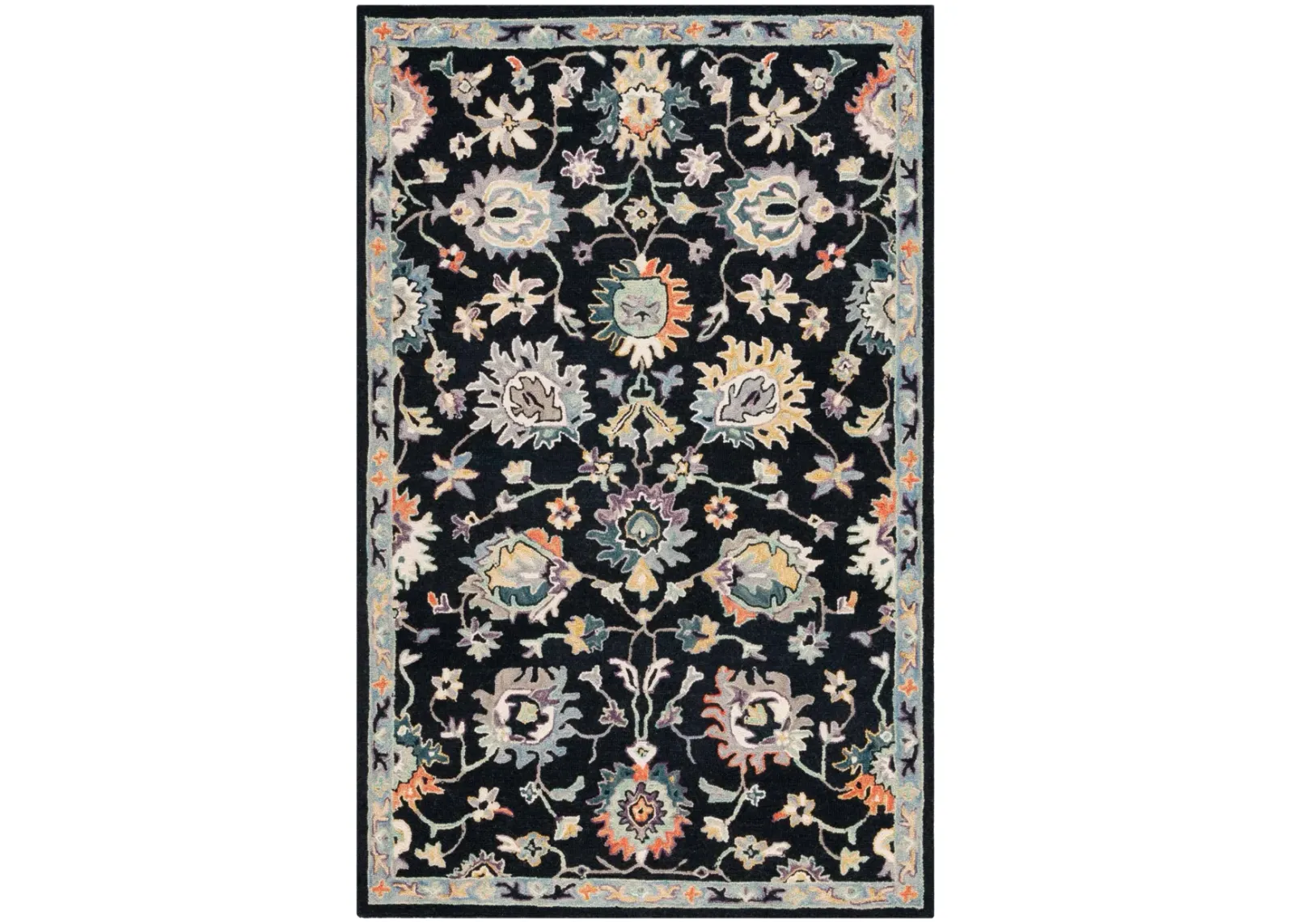 BLOSSOM 473 BLACK  8' x 10' Large Rectangle Rug