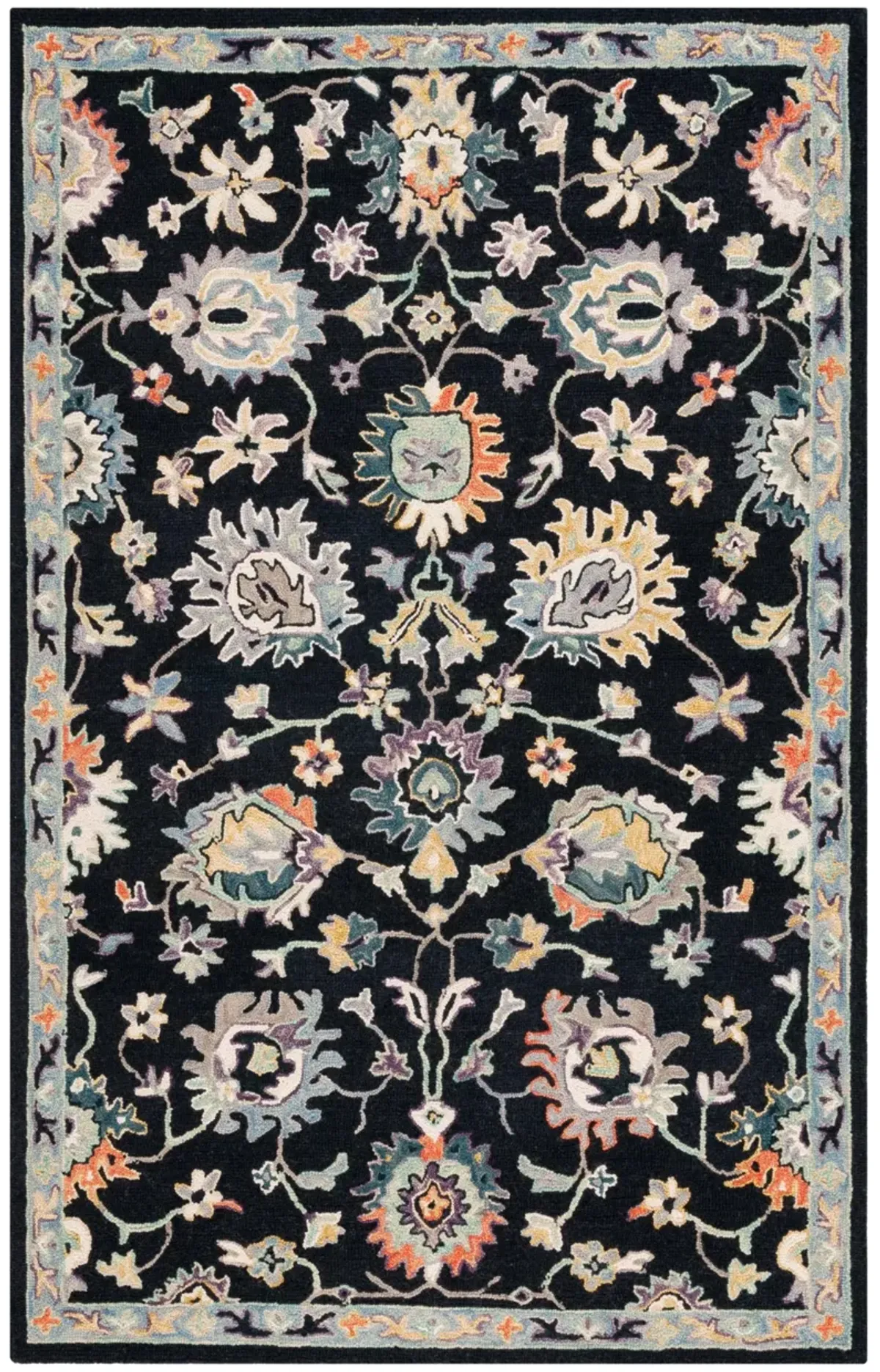 BLOSSOM 473 BLACK  8' x 10' Large Rectangle Rug