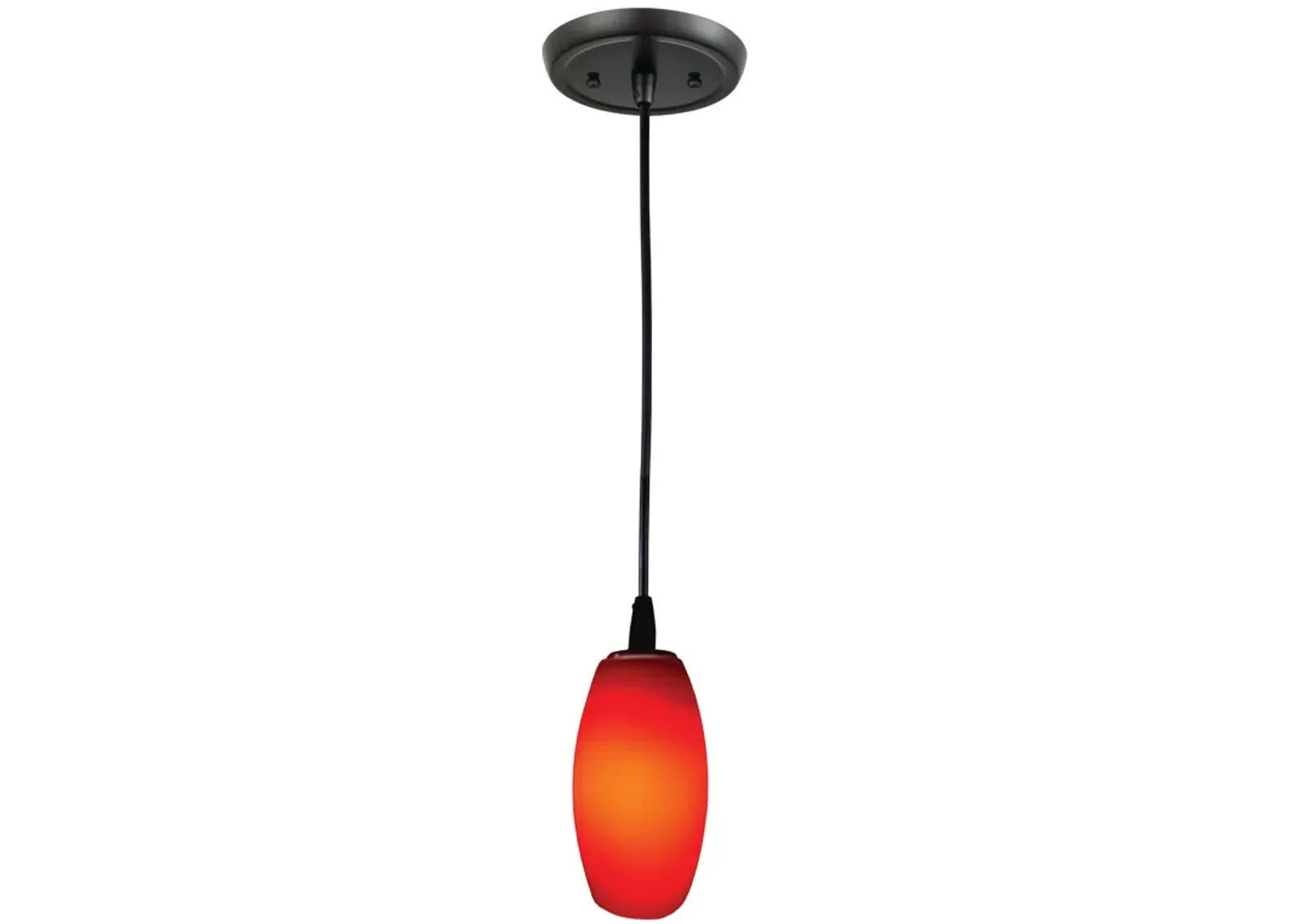 1-Light Pendant in Gloss Black with Vermillion Glass