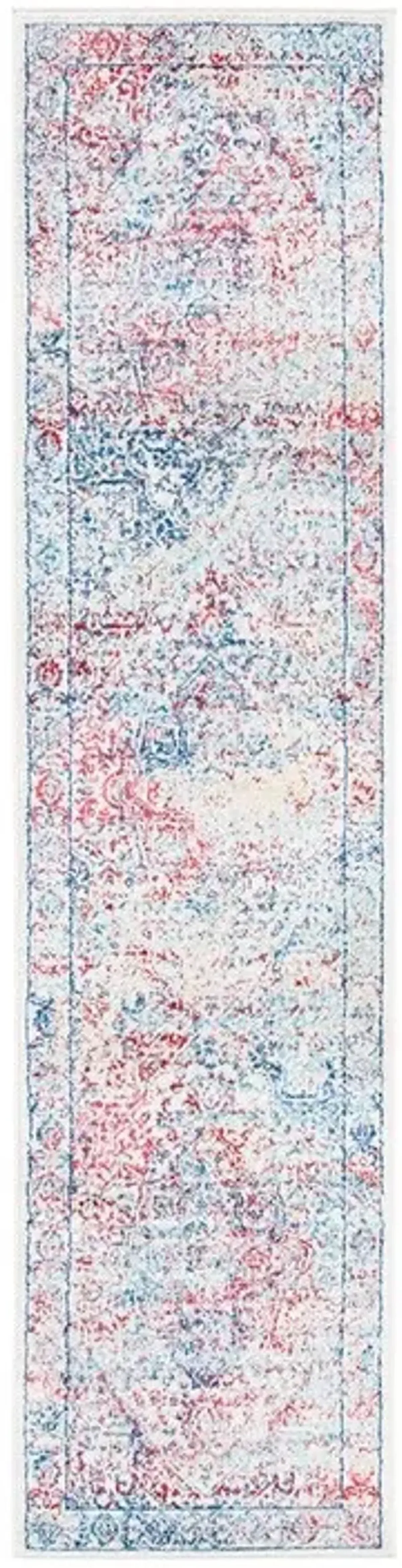 Brentwood 832 Ivory / Blue 2' X 6' Runner Powerloomed Rug