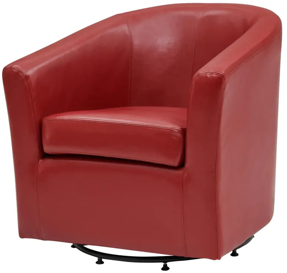 hayden swivel bonded leather accent arm chair, red