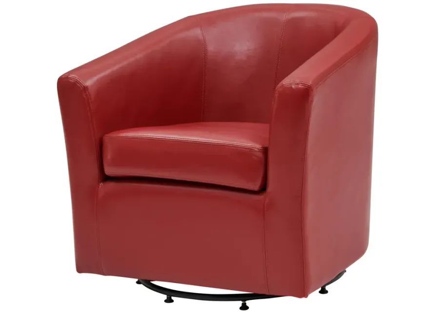 hayden swivel bonded leather accent arm chair, red